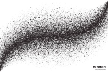Beyaz arka plan üzerinde vektör koyu gri kül parçacıkları