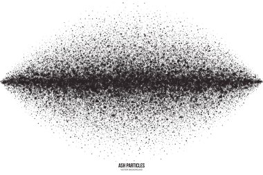 Beyaz arka plan üzerinde vektör koyu gri kül parçacıkları