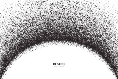 Beyaz arka plan üzerinde vektör koyu gri kül parçacıkları