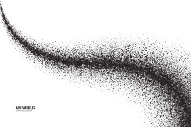 Beyaz arka plan üzerinde vektör koyu gri kül parçacıkları