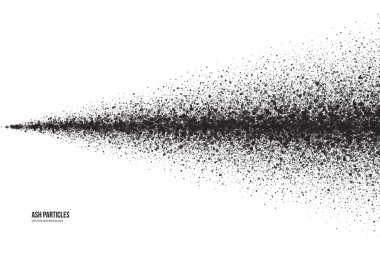 Beyaz arka plan üzerinde vektör koyu gri kül parçacıkları