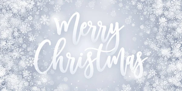 圣诞快乐贺卡矢量蓝色背景雪片和灯光背景 — 图库矢量图片