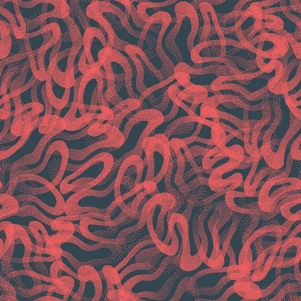Trendige nahtlose Muster Verworrene Linien Gefleckte Textur Vektor Rot Blau Abstrakter Hintergrund — Stockvektor