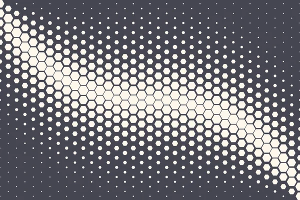 Vector Geometric Halftone Hexagon Shapes Technology Oscillation Wave Résumé Contexte — Image vectorielle
