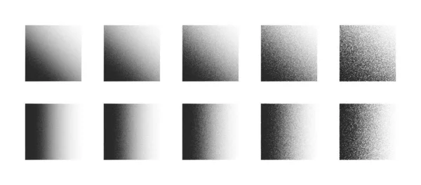 Stippled Square dibujado a mano Dotwork Vector formas abstractas establecidas en diferentes variaciones aisladas sobre fondo blanco — Archivo Imágenes Vectoriales