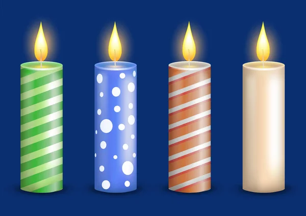 Conjunto Colección Velas Coloridas Realistas — Vector de stock