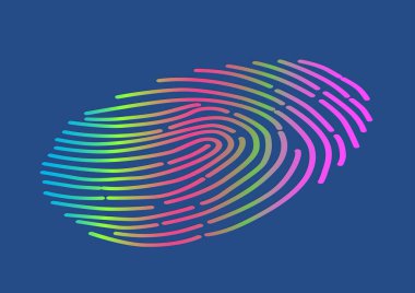 Gradyan renkte Isometric parmak izi tanıma. Vektör illüstrasyonu