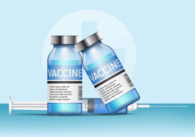 Coronavirus aşısı arka plan konsepti. Vektör illüstrasyonu