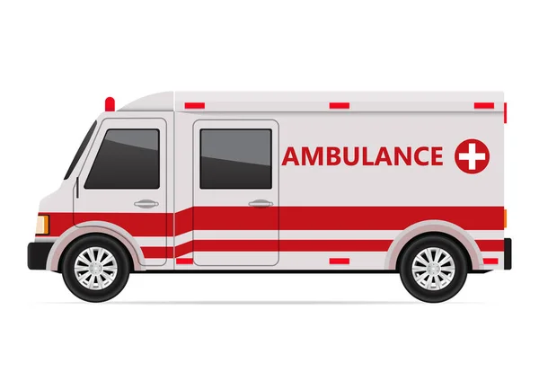 Ambulansın yan görüntüsü beyaza izole edildi.