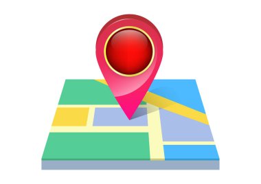 Haritadaki kırmızı işaret konumu simgesi beyaz arkaplanda izole edildi