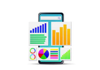 iş analizi konsepti, ekran akıllı telefon illüstrasyonu