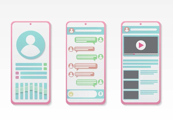 Набор Смартфонов Чатом Интерфейсом Социальных Сетей — стоковый вектор