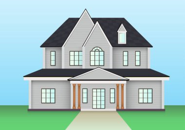 Amerikan çiftlik evi ikonu. Vektör illüstrasyonu