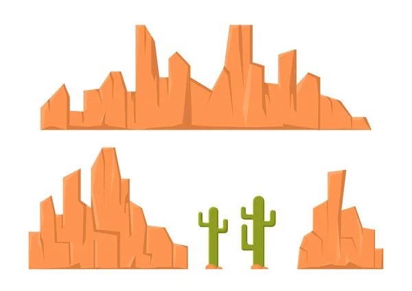 Montaña Arenisca Elemento Cactus Para Ilustración Del Desierto — Archivo Imágenes Vectoriales