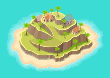 Villası ya da evi olan güzel bir ada.