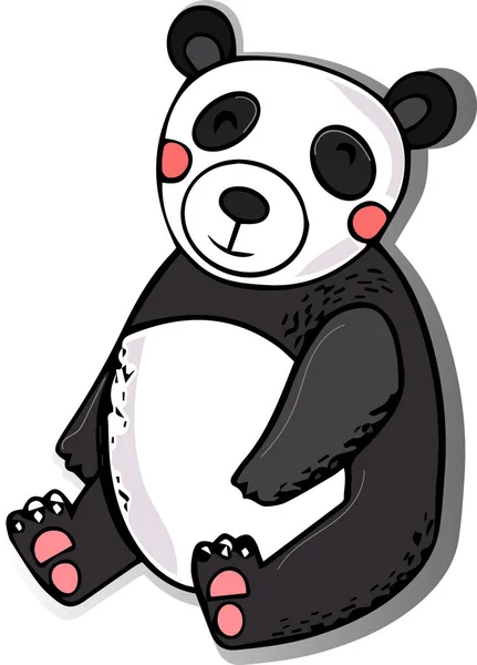 Webcute Little Panda Postcard Stickers Vector Illustration White Background — 스톡 벡터