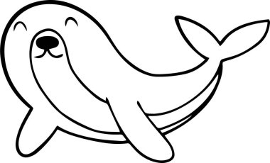 Küçük şirin fok yavrusu. Çocuklar ve yetişkinler için. Beyaz arka planda vektör çizimi.