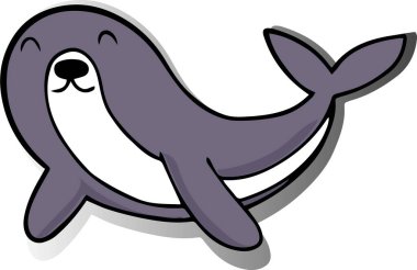 Küçük şirin fok yavrusu. Kartpostallar ve çıkartmalar için. Beyaz arkaplandaki vektör çizimleri.