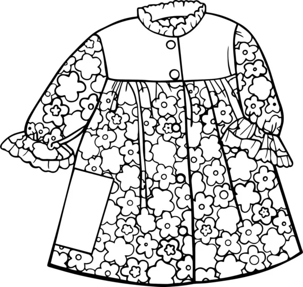 女の子のためのWebかわいい花のローブ 子供や大人のための着色本の概念 白い背景にベクトルイラスト — ストックベクタ