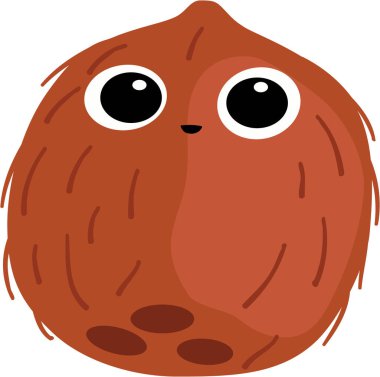 Kawaii tarzında bir WebCoconut. Beyaz arkaplanda vektör grafikleri. Doğal dekorasyon.