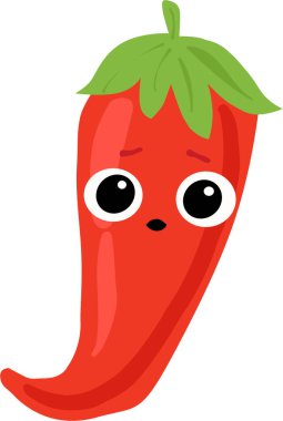 Kawaii tarzında WebPepper. Beyaz arkaplanda vektör grafikleri. Doğal dekorasyon.