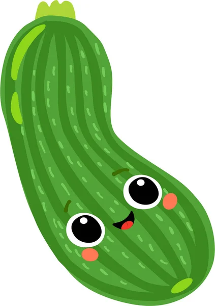 Webzucchini Estilo Kawaii Gráficos Vectoriales Sobre Fondo Blanco Decoración Natural — Vector de stock