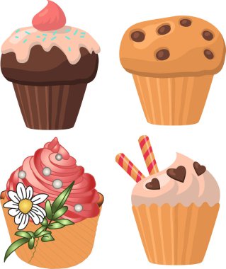 WebA kapkek seti. Beyaz arkaplanda vektör grafikleri. Doğal dekorasyon.