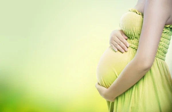 Pregnant woman caressing her belly Royalty Free Stock Photos