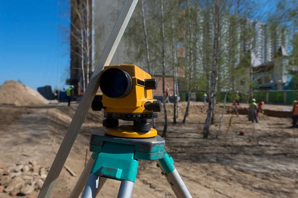 Precise Marking Level Road Design Courtyard Area Construction Site Production — Stock Photo, Image