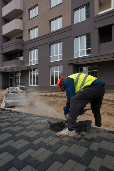 Road Construction Courtyard Area Construction Site Production Apartments Social Housing — Stock Photo, Image