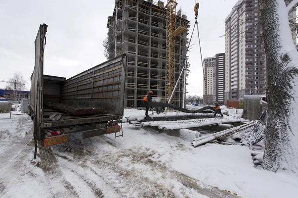 Tél Építkezés Betonozás Szociális Lakásépítés — Stock Fotó