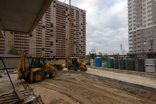 Megterítjük Utat Udvart Építési Terület Lakások Szociális Lakások Gyártása — Stock Fotó
