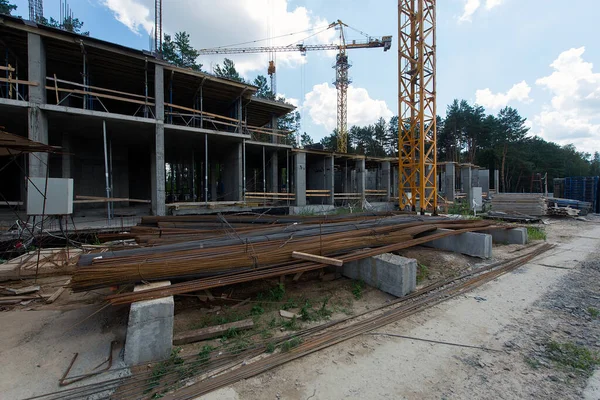 Rebarlager Byggarbetsplats Produktion Lägenheter Subventionerade Bostäder — Stockfoto