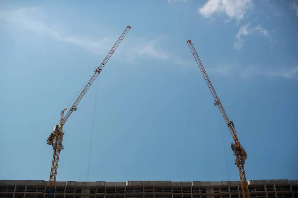 Guindaste Torre Estaleiro Produção Apartamentos Habitação Social — Fotografia de Stock