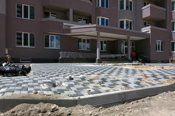 Road Construction Courtyard Area Construction Site Production Apartments Social Housing — Stock Photo, Image