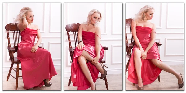 Donna in abito rosso — Foto Stock