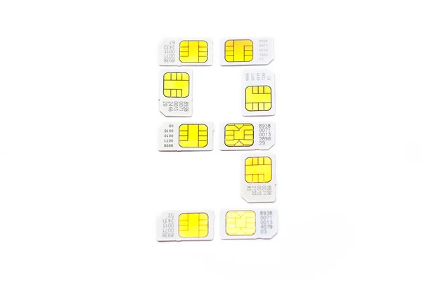 Simcard numbers isolated on white background — Stock Photo, Image