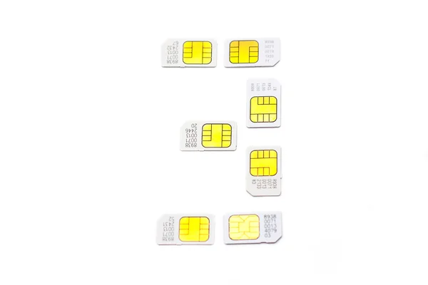 Simcard numbers isolated on white background — Stock Photo, Image