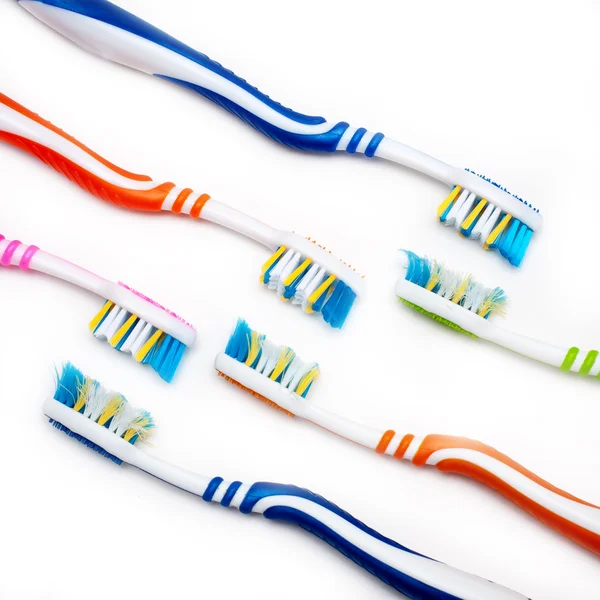 Cepillo de dientes nuevo y usado — Foto de Stock