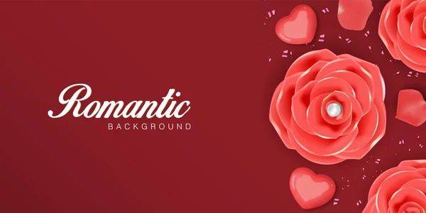 Gerçekçi sevgililer günü. Romantik Premium Vektör arkaplanı 