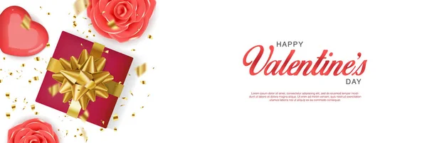 Hari Valentine Realistis Latar Belakang Vektor Premium Romantis - Stok Vektor