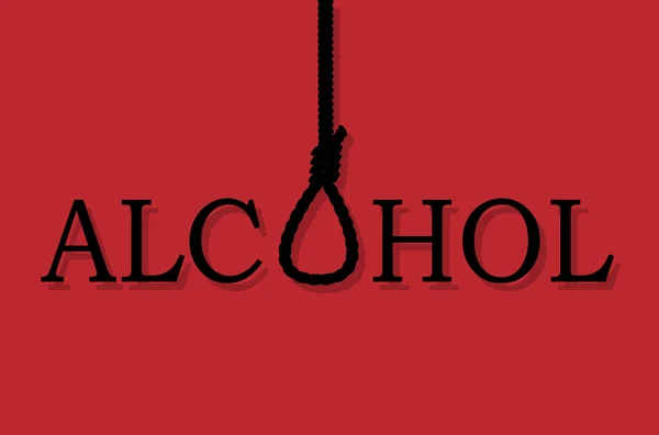 Alcoholism danger on a red background — Stock Vector