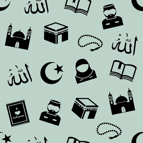 Fondo sin fisuras con símbolos del Islam — Archivo Imágenes Vectoriales