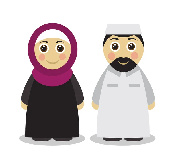 Muzulmán pár férfi és a nő — Stock Vector