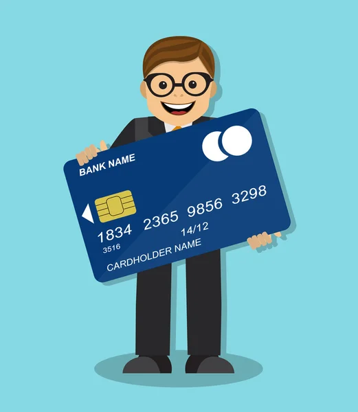 Homme d'affaires titulaire d'une carte de crédit — Image vectorielle
