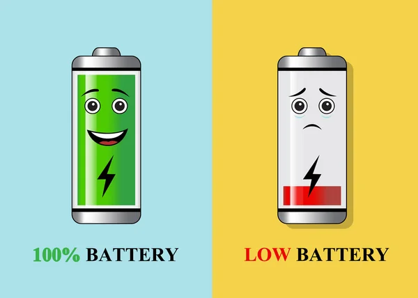 Baterías con carga diferente — Vector de stock