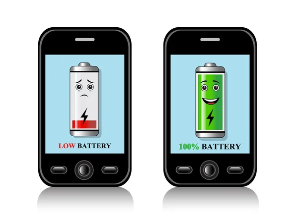 Charger les batteries de téléphone portable — Image vectorielle