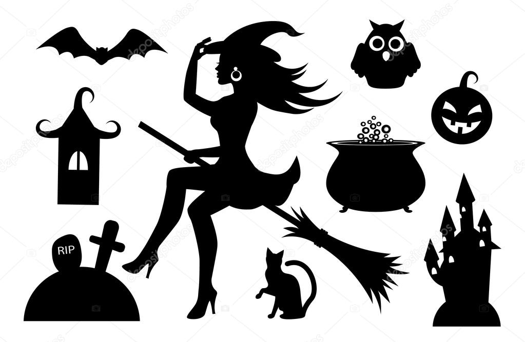 silhouettes of Halloween characters