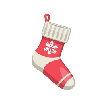 Tek kırmızı parlak çorap yeni yılda sallanıyor.