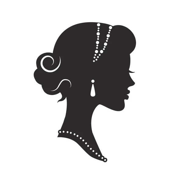 Silhouette Gracieuse Tête Une Femme Profil Avec Une Belle Coiffure — Image vectorielle